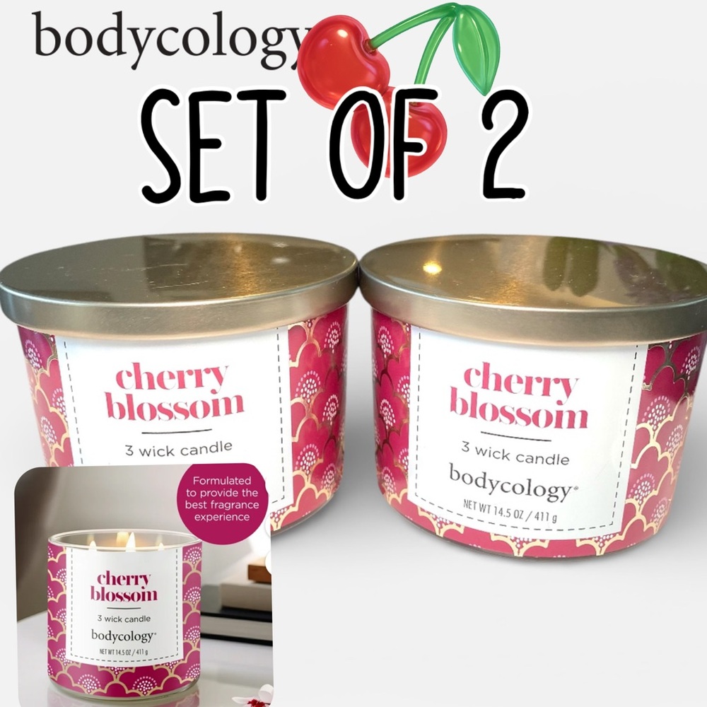 🍒Set of 2 Large Candles 14.5 oz  "Cherry Blossom "